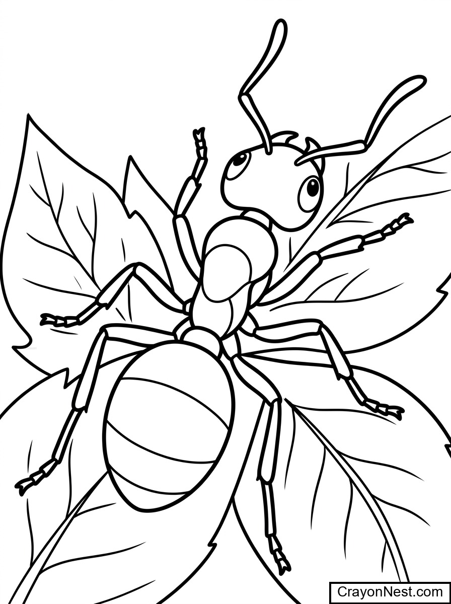 Ant Close-up Coloring Page
