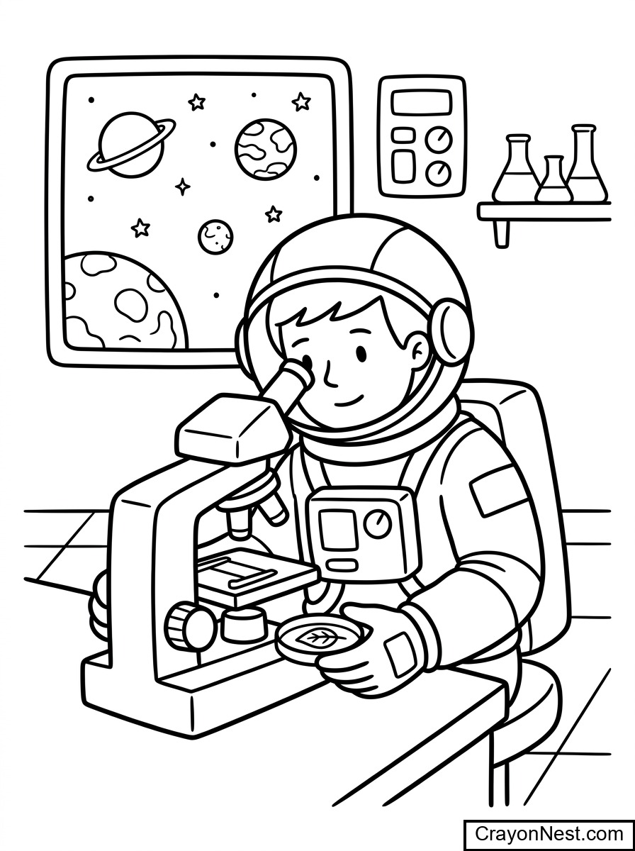 Astronaut Lab Coloring Page