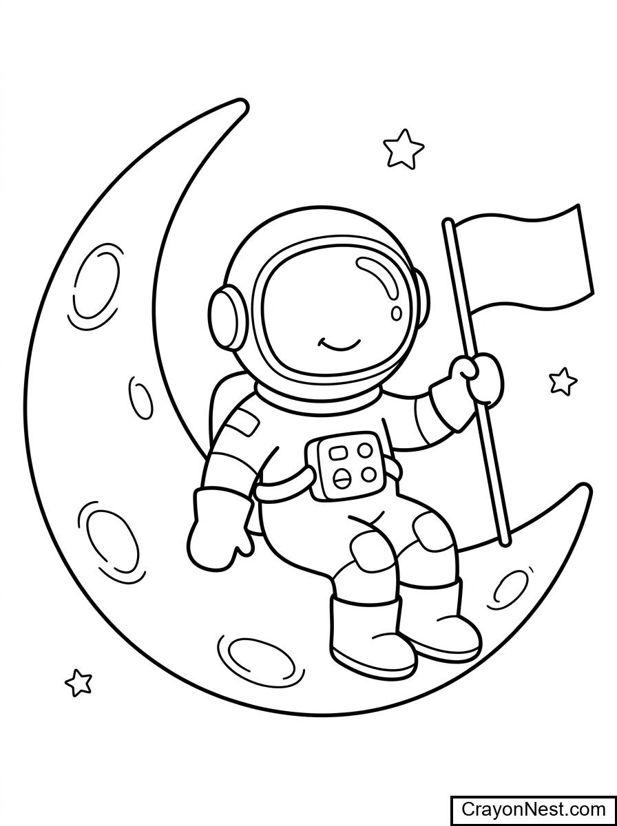Cute Astronaut Colouring Page