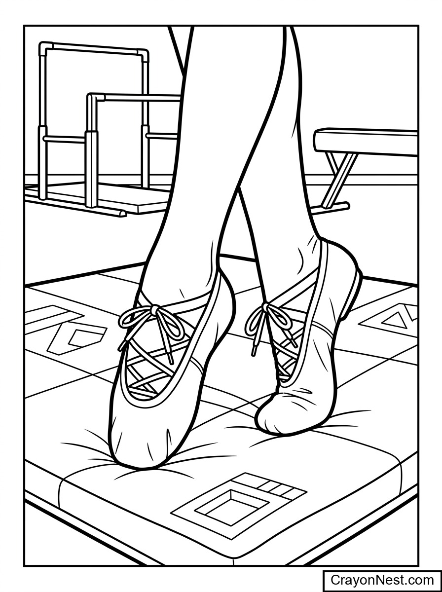 Footwork in Gymnast Colouring Page