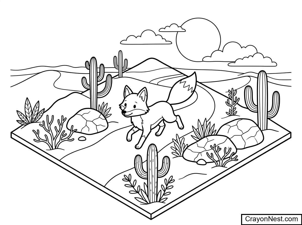 Animal Habitat Colouring Page