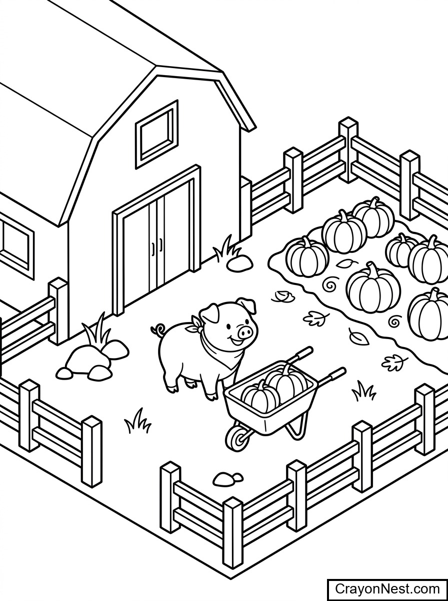 Farm Yard Colouring Page