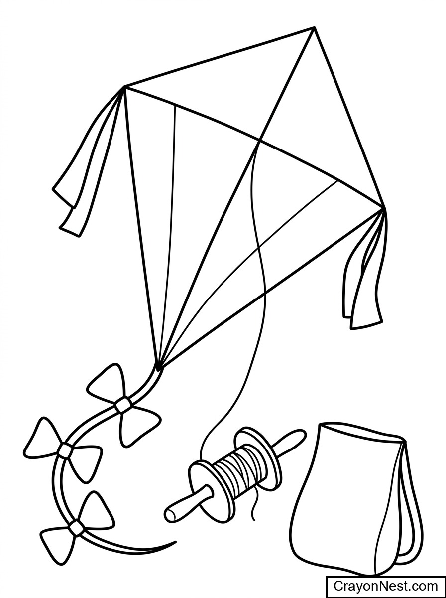 Kite Gear Blueprint Colouring Page