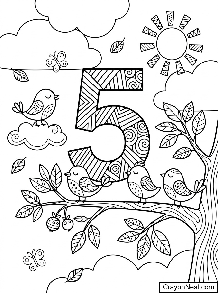 Numbers Colouring Page